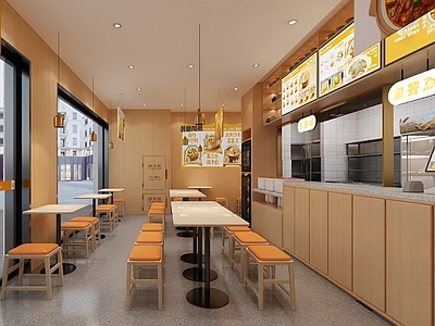 现代小吃快餐店 现代快餐店 快餐厅 砂锅店 出餐口 小吃快餐店明档