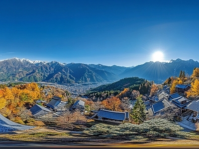 现代户外HDR 秋天山区景区全景