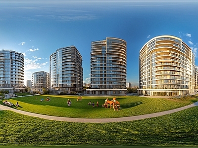 现代户外HDR 干净绿地城市全景