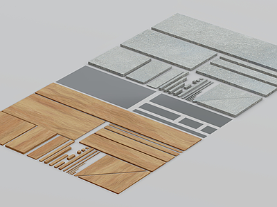 建筑材料 水泥板 木纹板 材料组合