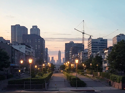 现代意式街道外景 街道夜景 城市