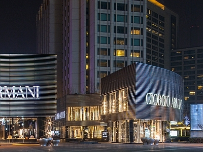 现代街道外景 街道夜景