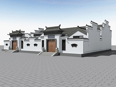 现代新中式古建 新中式 双拼别墅 徽派建筑