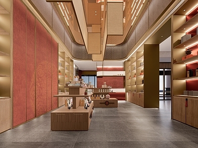 新中式复古其他店铺 新中式文创店 手工艺品店铺 展厅