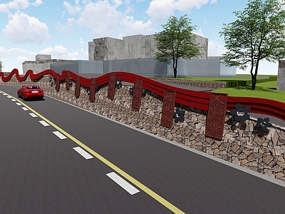 现代其他小品 乡村标语 道路美化