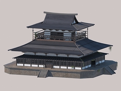 中式古建 寺庙 法隆寺 中式古建