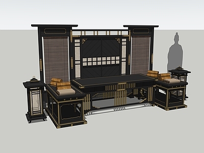 中式新中式屏风 古代屏风组合 书桌组合 古代家具