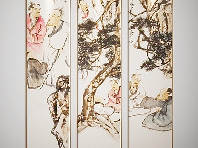 新中式中式挂画 书房挂画 茶室挂画 客厅挂画 人物画 背景墙画