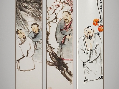 新中式中式挂画 书房挂画 茶室挂画 客厅挂画 人物画 背景墙画