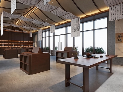 新中式其他商业空间 文创店 毛笔店 展柜 造型