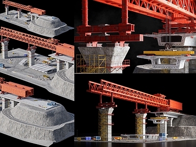 其他工业设备 高速公路桥梁工地 大桥工地建筑 施工工地 龙门吊塔吊 施工器械设备