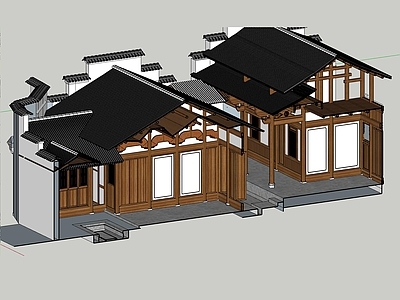 中式古建筑 传统建筑结构 古建筑结构剖面