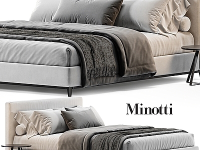 现代双人床 Minotti 主卧床 布艺床