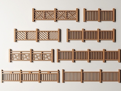 中式围栏护栏 木护栏 栏杆 围栏 护栏 木栏杆