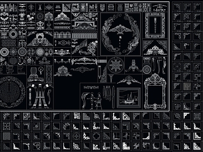 法式欧式线条 雕 造型雕组合 欧式雕组合 欧式角组合 施工图