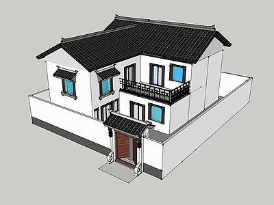 中式新中式乡村民房 农村自建房 二层自建房 新农村住宅