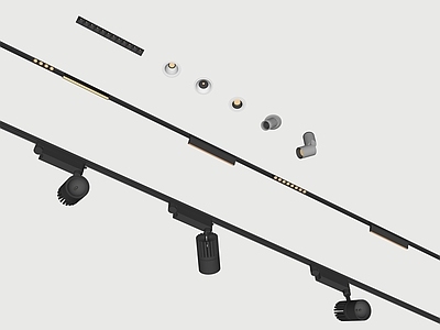 现代灯具组合 磁吸轨道灯 轨道射灯 筒灯 射灯 无边框射灯