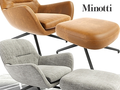 现代休闲椅 Minotti 沙发椅 不锈钢椅 皮椅 布椅