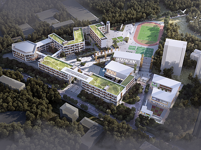 现代学校建筑 重庆双福小学 总平面图 施工图