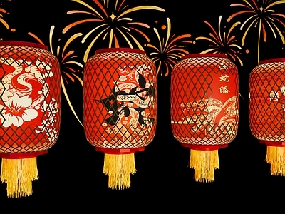 新中式灯笼 蛇年新年竹编灯笼 国潮生肖蛇灯笼 春节元旦节氛围灯 传统新年装饰灯笼 蛇年元宵节灯笼