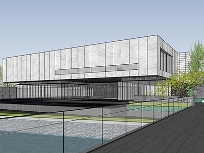 现代售楼处建筑 现代售楼处设计 售楼处景观示范区 独栋办公楼带景观 社区活动中心服务 党群服务中心