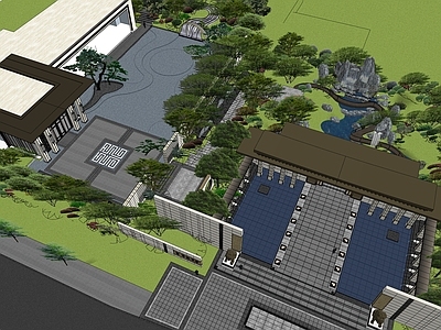 新中式中式售楼处建筑 新中式售楼处设计 售楼处示范区景观 景观示范区设计 样板间别墅售楼处 住宅景观湖景体验