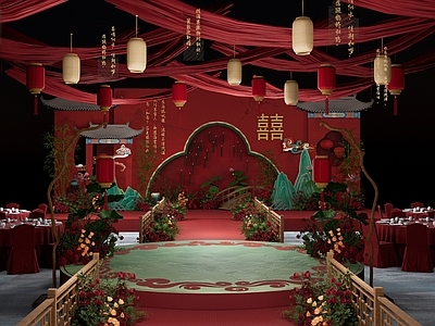 中式宴会厅 宋代中式婚礼美陈