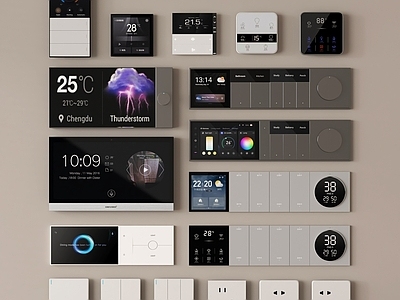 开关 现代智能面板 可视面板 功能面板 插座