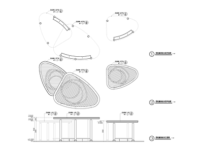 现代廊架 异形廊架 施工图