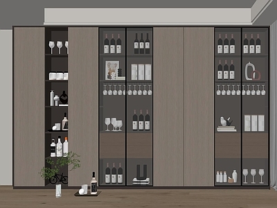 现代酒柜 现代家居酒柜 玻璃酒柜 展示柜 装饰摆件 高柜