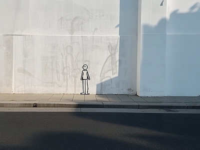 现代街道外景 人行道 涂鸦