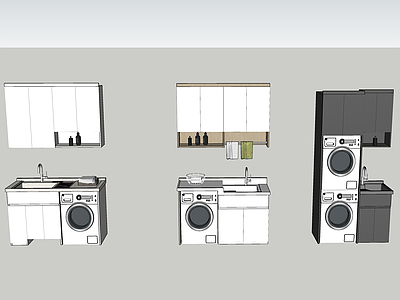 现代洗衣机柜 阳台柜 洗衣机柜