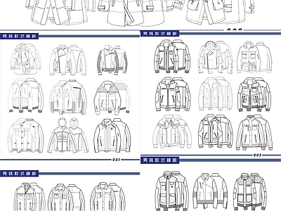 现代服装鞋帽 夹克 施工图