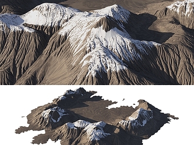 现代山 雪山 山脉 山峰 山体 火山口地形