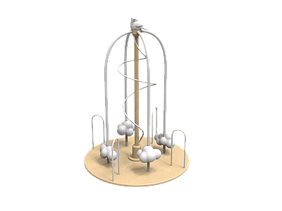 轻奢奶油儿童游乐区 奶油风 旋转木马 鸟 儿童展示区 架空层