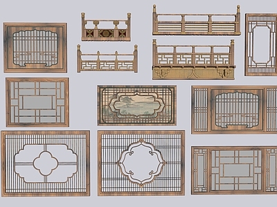 中式新中式古建筑 中式门窗 宋式门窗 古建门窗 仙侠风格 隔断