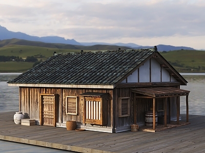 新中式中式古建 复古木屋 乡村木屋 乡村平房