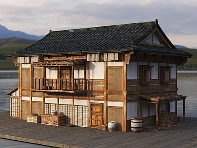 新中式中式古建 复古木屋 乡村别墅 乡村住宅