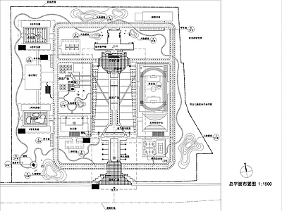 中式校园景观 党校景 施工图