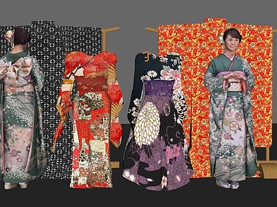 日式现代服装店 和服服装人物 女装店
