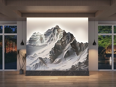 现代电视背景墙 石膏山形背景 客厅背景墙 别墅背景墙 立体石膏画背景墙 沙发背景墙