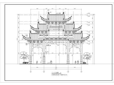 中式古建 门楼 牌坊 古建大门 仿古建筑 牌楼 施工图 古建