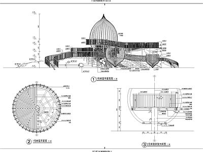 现代综合景观小品 儿童树屋设备 滑梯游乐设施 圆形游乐设施 施工图