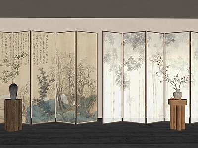 新中式禅意屏风 木屏风 可折叠屏风 禅意屏风 隔断