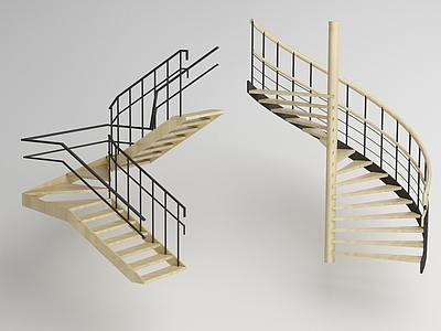 现代原木楼梯 旋转楼梯 木楼梯 扶手楼梯