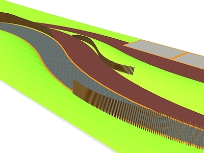 现代景墙 道路绿带景观 曲线格栅景墙