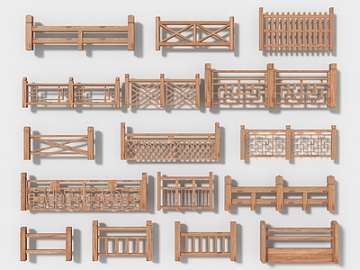 现代新中式围栏护栏 中式木栏杆 木栏杆 河道栏杆 桥栏杆 围栏 栅栏