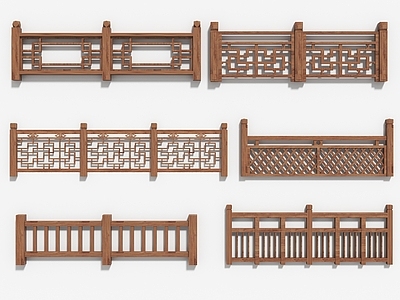 现代新中式围栏护栏 木栏杆 护栏 围栏 栅栏 桥栏杆 河道栏杆 木栏杆