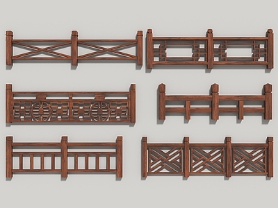 现代新中式围栏护栏 木栏杆 护栏 围栏 栅栏 桥栏杆 河道栏杆 木栏杆