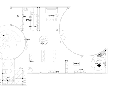 新中式中式其他工装空间 茶叶店 礼品店 农产品体验区 茶文化空间 平面布置图 施工图